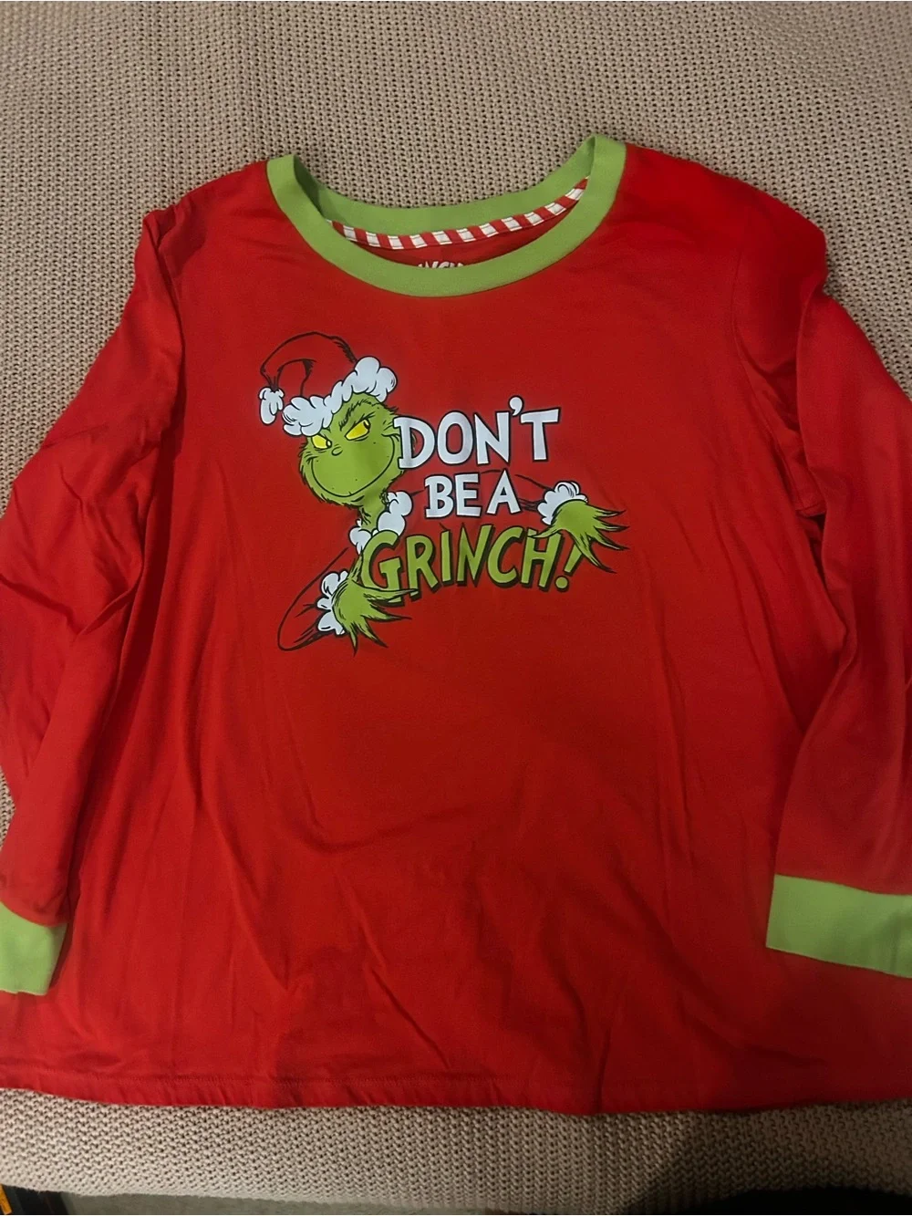 Kids' Red 'Don't Be a Grinch' Holiday Pajama Top